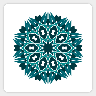 Teal Shades Leaf Mandala Magnet